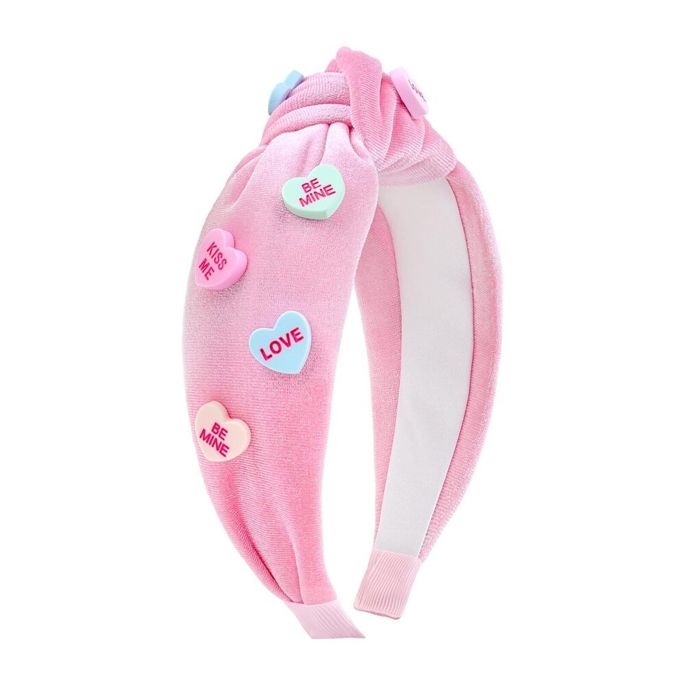 6419 Valentine's Headband Velvet Pink Knotted Headbands Non Slip Wide Head